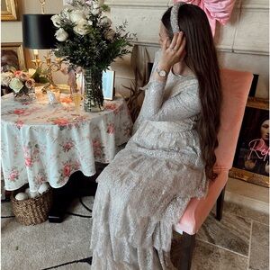 Antonio Melani Born on Fifth Clara Metallic Lace Tiered Ruffle Maxi Dress